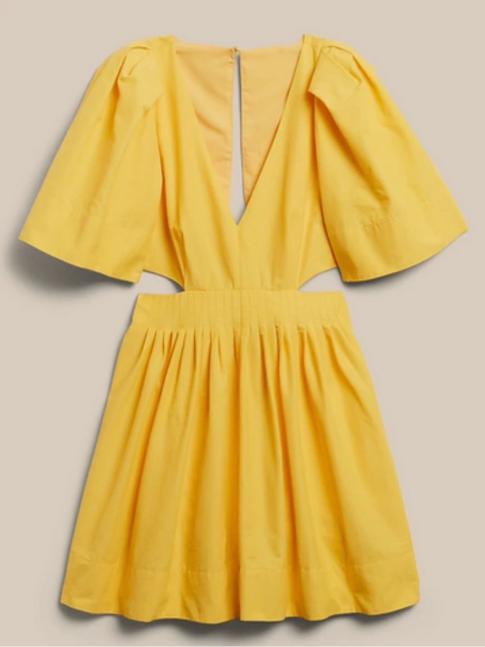 Banana Republic open back deep vneck puff sleeves Dress - size 0 - Picture 4 of 7